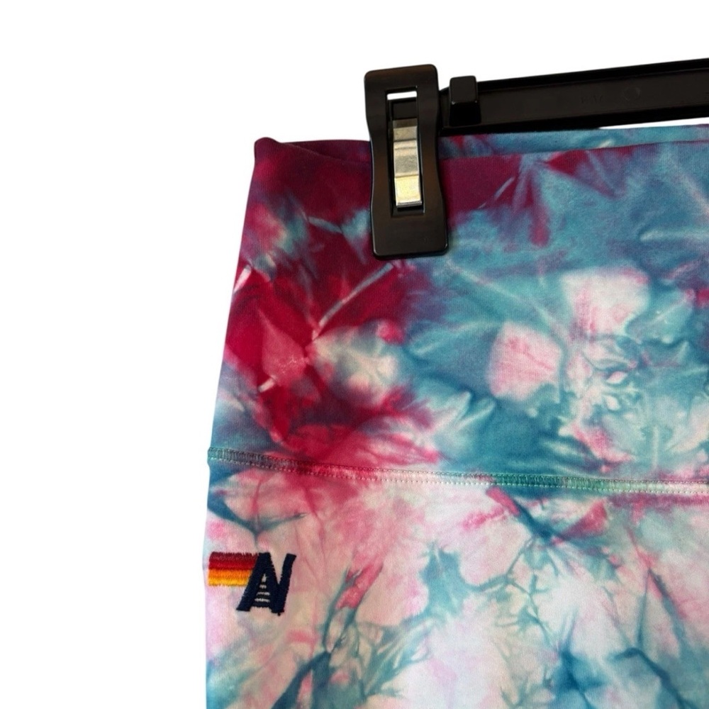 Aviator Nation Hand Dyed Tie Dye Leggings Medium M Turquoise 27" Inseam $138 - Picture 3 of 5